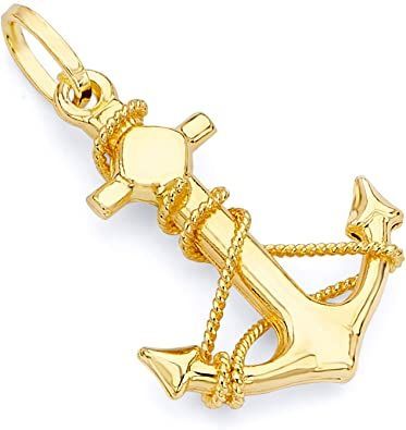 14k REAL Yellow Gold Anchor Charm Pendant - 2 Different Size Available Thumbprint Necklace, Anchor Pendant, Anchor Charm, Gold Pendants, Fine Gold Jewelry, Gold Dragon, Ball Necklace, Birthday Jewelry Gift, Yellow Gold Pendants