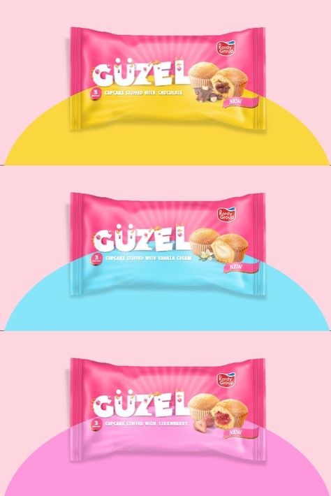 Güzel cupcake packaging design, FMCG package by Marklinica Packaging Design Candy, Candy Package Design, Cupcake Packaging Design, Candy Packaging Ideas, Cupcakes Packaging, Cookie Packaging Design, Cake Packaging Design, Biscuit Packaging Design, Candy Packaging Design