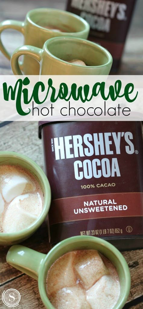 Microwave Hot Chocolate Recipe for a quick and easy Hot Drink Recipe! Microwave Hot Chocolate, Desserts Recipes Easy, Easy Holiday Drinks, Recipes Easy Quick, Hot Drinks Recipes, Chocolate Recipes Easy, Hot Cocoa Recipe, Chocolate Drink, Cocoa Recipes