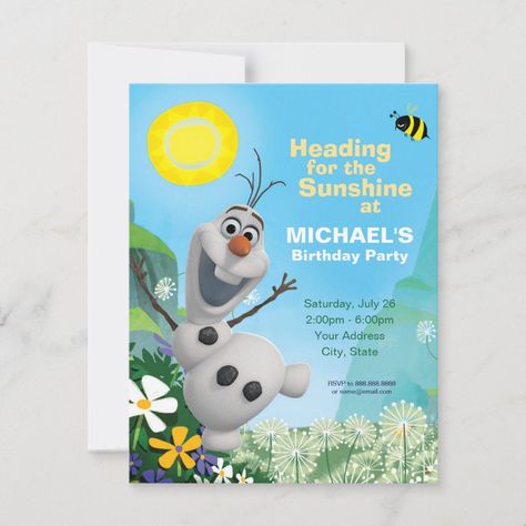 Olaf Birthday Party, Summer Birthday Party Invitations, Olaf Summer, Spa Birthday Party Invitations, Olaf Birthday, Summer Birthday Invitations, Elsa Birthday Party, Frozen Birthday Invitations, Elsa Birthday