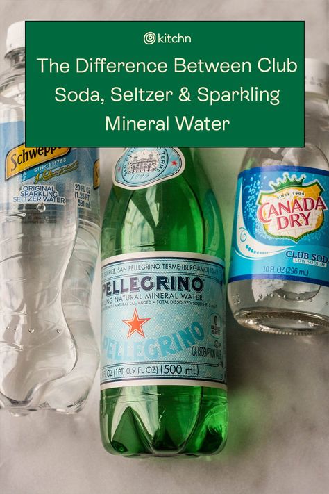 Buying water, especially fizzy, carbonated water, seems to be a bit complicated today. There are so many different labels, not to mention brands, that make the whole process a bit confusing. Here’s the scoop on the three most popular kinds of bubbly water: seltzer, club soda, and sparkling mineral water! Mineral Water Benefits, S Pellegrino Sparkling Water, Bubbly Water, Mineral Water Brands, Water Health Benefits, Sparkling Mineral Water, Seltzer Water, Water Benefits, Water Branding