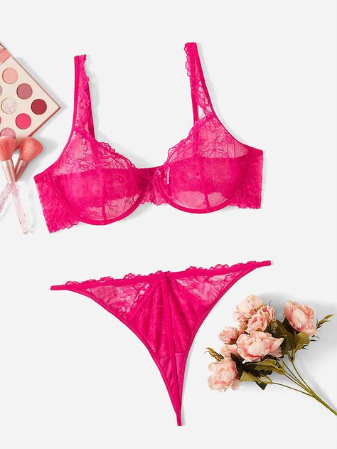 Lingerie Rosa, Floral Lingerie Set, Stretch Tops, Floral Lingerie, Lace Underwire, Pink Lingerie, Lingerie Sets, Bra Types, Stretch Top