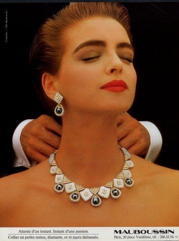 Mauboussin 1985 Parure Vintage Jewelry Ad-1980s Fashion, 80s, Vintage Necklace, Vintage Earrings #1980s #80s #jewelry #necklace #earrings #1980sstyle #vintagead 80s Jewelry Necklaces, 80s Necklaces, 1980 Jewelry, 80s Ads, Jewelry Ad, 1970s Jewelry, 80s Jewelry, 1980s Jewelry, Fashion 80s