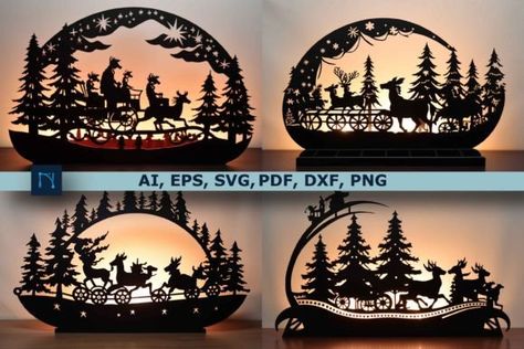 Christmas Scene Svg Free, Laser Cut Christmas Ideas, Christmas Laser Cut Ideas, Lazer Engraver Ideas, Free Laser Cut Files, Lazer Engraver, Laser Cut Templates, Laser Christmas, 3d Svg Files