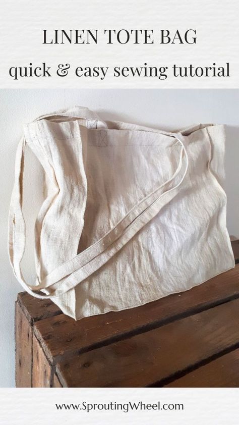 Diy Market Bag, Easy Tote Bag, Bag Free Pattern, Tote Bag Pattern Free, Simple Linen, Linen Tote Bag, Bag Pattern Free, Tote Bags Sewing, Handmade Sewing