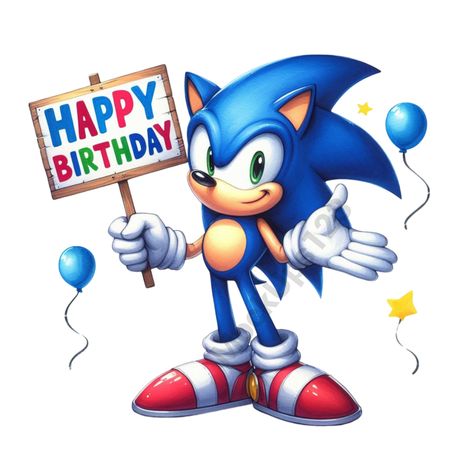 Sonic Happy Birthday Banner, Sonic Cake Topper Free Printable, Sonic The Hedgehog Birthday Banner, Cute Sonic Art, Sonic 6th Birthday, Sonic The Hedgehog Birthday Party Decor, Sonic Happy Birthday, Sonic Clipart, Sonic Png