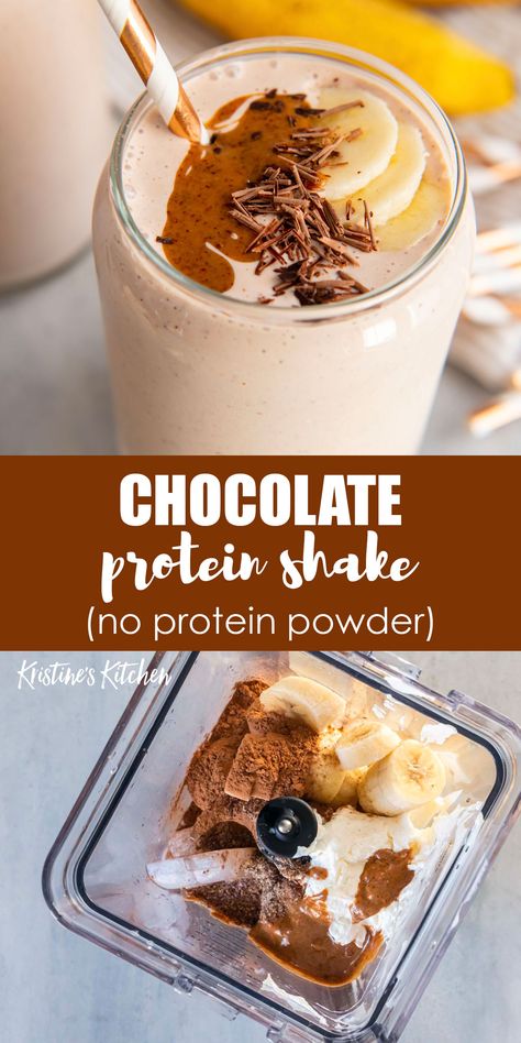 This Chocolate Protein Shake is deliciously thick and creamy. It's made with wholesome ingredients and no protein powder. This protein shake is refreshing and satisfying, perfect for breakfast or a post-workout snack. Protein Smoothie No Powder, Healthy Smoothie Recipes No Protein Powder, High Protein Chocolate Smoothie, Protien Smoothies Recipes No Powder, Chocolate Protein Smoothie Recipes, Fresca Recipes, Easy Protein Smoothie Recipes, Chocolate Breakfast Smoothie, Breakfast Shakes Healthy