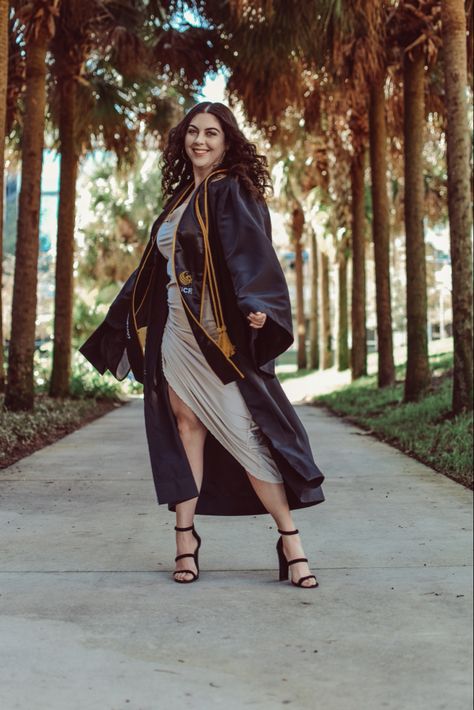 Ucf Graduation, Ucf Grad, Graduation Dress College, Grad Shoot, Grad Pic, Graduation Pics, Graduation Poses, Grad Ideas, Graduation Picture