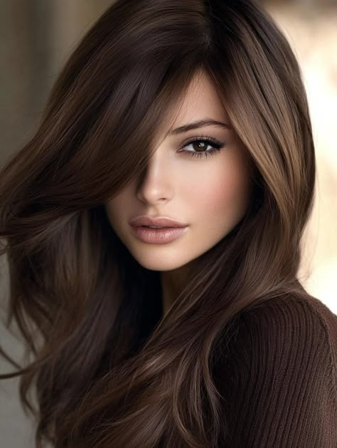 Milk Chocolate Brown Hair, Light Auburn Hair Color, Medium Length Styles, Fall Haircuts, Light Auburn Hair, Luxurious Chocolate, Rambut Brunette, Styles For Fine Hair, Coffee Hair