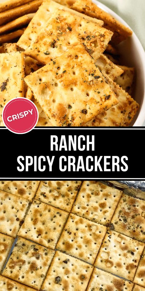 These Ranch Spicy Crackers upgrade an ordinary pack of saltines into a flavorful party snack that everyone will love. Things To Do With Saltine Crackers, Spicy Mini Saltine Crackers, Fiesta Ranch Crackers, Toasted Saltine Crackers, Seasoned Saltine Crackers No Bake, Hot Crackers Recipe No Bake, Spicy Ranch Saltines, Seasoned Club Crackers, Stale Cracker Recipes