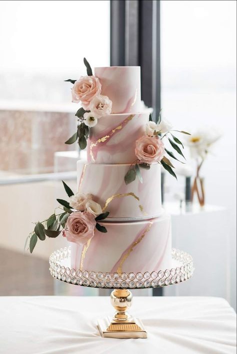 Engagement Cake Rose Gold, Wedding Marble Cake, Pink Marble Wedding Cake, Pink White Gold Wedding Cake, Dusty Rose Wedding Cake Ideas, Rose Gold Wedding Cakes Elegant, White And Rose Gold Wedding Cake, Pink White And Gold Wedding Cake, Pastel Pink Wedding Cake