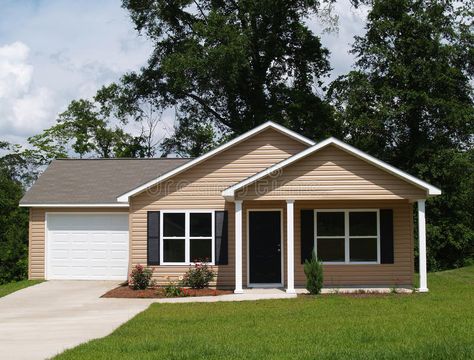 Small Residential Home. One story residential low income home with vinyl siding , #AD, #story, #residential, #Home, #Small, #Residential #ad Cheap Modular Homes, Tan House, Shutter Colors, Modular Homes For Sale, Sell My House Fast, House Design Exterior, Brown House, Suburban House, We Buy Houses