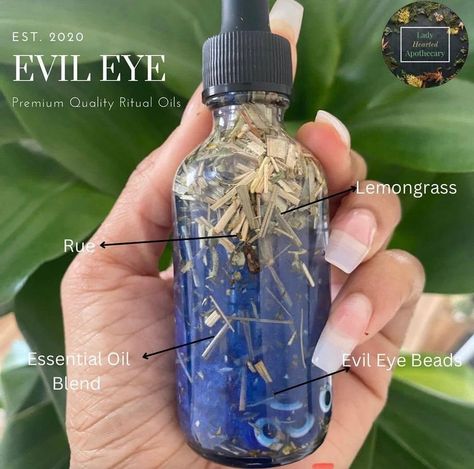 👁️✨ Protect Your Energy with Our Evil Eye Ritual Oil! ✨🔮 This powerful blend is designed to shield you from negativity and ill-wishing while enhancing your personal power. Infused with protective herbs and essential oils, it acts as a barrier against unwanted energies and helps to keep your aura clear and vibrant! 🌿💖 🌌 How to Use: Anoint your pulse points, candle, or talismans to create a protective shield. Visualize the energy flowing around you, repelling negativity and inviting positivit... Diy Intention Oils, Witchy Oils, Money Oil Recipe, Witch Oils, Manifestation Oil, Oil Witchcraft, Magick Oil, Ritual Oils, Hoodoo Oils