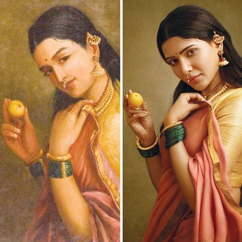 Photo Illusion, Ravivarma Paintings, Ravi Varma, Raja Ravi Varma, 19th Century Paintings, Surreal Photos, Maternity Photography Poses, Indian Photoshoot, Indian Folk Art