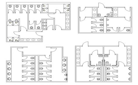 Different sanitary public toilet structure 2d view layout file, wall detail, door detail, vent detail, flush tank detail, sink detail, tap detail, top elevation detail, sitting and standing toilet detail, etc. Public Restroom Design, Restroom Architecture, Toilet Plan, Bathroom Design Plans, Bathroom Layout Plans, Toilette Design, Wall Detail, Wc Design, Public Toilet