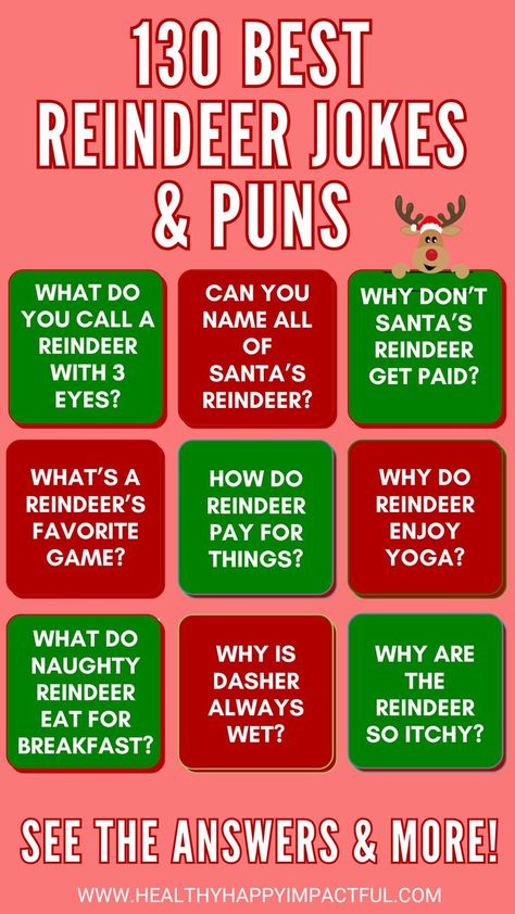 130 Best Reindeer Jokes and Puns For Kids in 2023 What Did Rudolph Eat Game, Christmas Reindeer Games, Reindeer Party Games, Reindeer Themed Christmas Party, Reindeer Games For Adults, Christmas Riddles For Adults, Reindeer Games For Kids, Reindeer Jokes, Christmas Jokes Hilarious