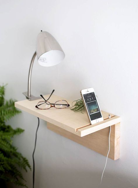 12 Simple & Modern DIY Nightstand Ideas | OhMeOhMy Blog Minimalist Dekor, Koti Diy, Shelf Nightstand, Desk Diy, Floating Shelves Kitchen, Floating Shelves Bathroom, Diy Nightstand, Rustic Floating Shelves, Floating Shelves Diy