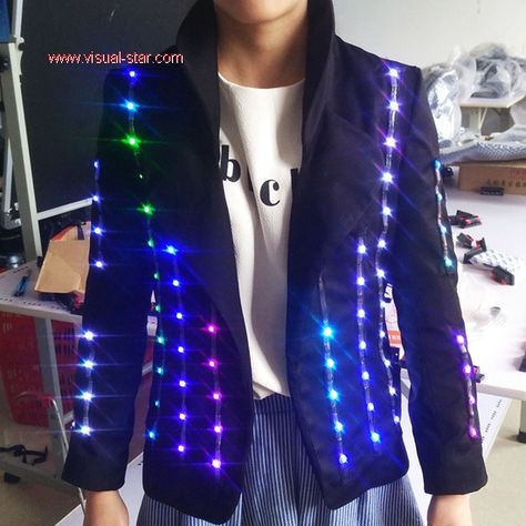 Led light kids suit jacket   #ledjacket #ledsuit #ledcostume #ledsuit #leddancesuit #lightupcostume #ledkids #illumatedjacket Burn Outfits, Led Light Costume, Tron Costume, Light Costume, Led Jacket, Africa Burn, Light Up Costumes, Led Costume, Fashion Collection Inspiration