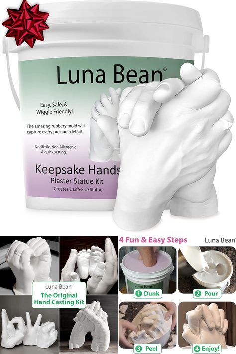 Plaster Hand Art, Luna Bean Casting Ideas, Hand Molding Ideas For Couples, Family Of 4 Hand Casting Ideas, Family Hand Mold Ideas, Hand Casting Ideas Couple, Plaster Hands Ideas, Hand Molding Ideas, Hand Casting