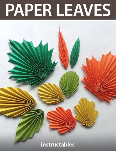 How To Create Paper Leaves, Folded Paper Fall Leaves, Toilet Paper Roll Crafts Fall Leaves, 3d Paper Leaves, Making Leaves Out Of Paper, Folded Paper Leaves, Giant Leaves Diy, Easy Paper Leaves, Origami Leaves Easy