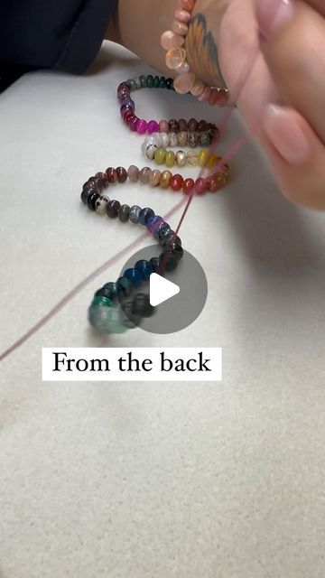 maRISsa- knotted gemstone jewelry designer on Instagram: "Pull from the back.  Here I am knotting a longer piece.  36 inches, more than 150 beads and even more knots.  Towards the end, instead of pulling the entire length of the necklace through the loop of thread, I go from the back!  This piece is knotted on wine colored thread and will be finished with a chunky bolt clasp. Perfect length to be worn long and so many combinations for layering!  Message me if you like this color palette. ✨  #colorfuljewelry #bts #knottednecklace #bohonecklace #boholuxejewelry" Knotted Bead Necklace Diy, Knotted Bead Necklace, Knotted Gemstone Necklace, Chunky Beads, Colorful Jewelry, Disc Necklace, Knot Necklace, Wine Colored, The Loop