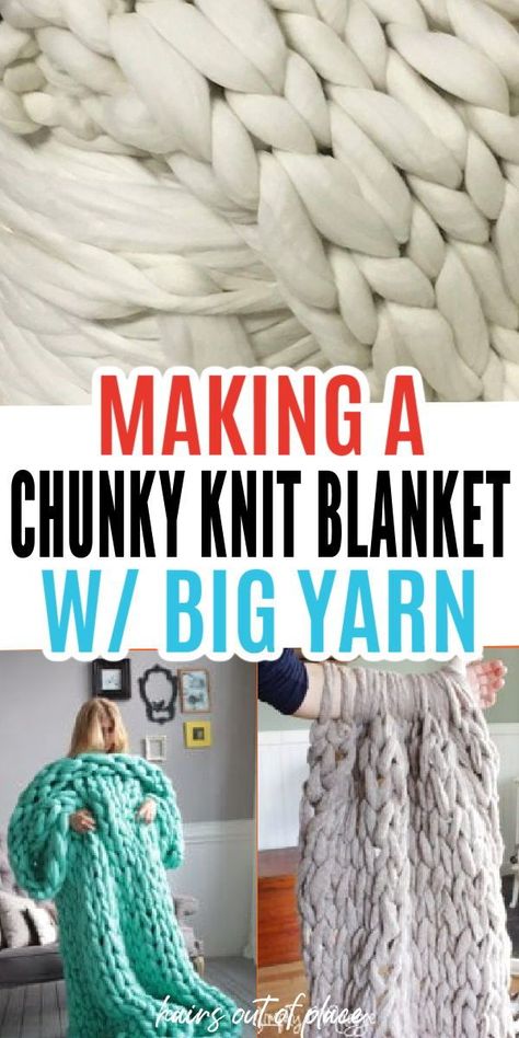 Here’s everything you need to know about how to make a chunky knit blanket, whether you want to use jumbo needles or want to try knitting blankets with arms. It's so simple to make a chunky knitted blanket with giant yarn at home! Large Needle Knitting Blanket, How To Arm Knit A Chunky Blanket, Chunky Knit Blanket Sizes, How To Start A Chunky Knit Blanket, Chunky Yarn Blanket Tutorial, How To Chunky Knit Blanket, Arm Knitting Blanket For Beginners, Hand Knitting Blanket Tutorials, How To Finger Knit A Blanket