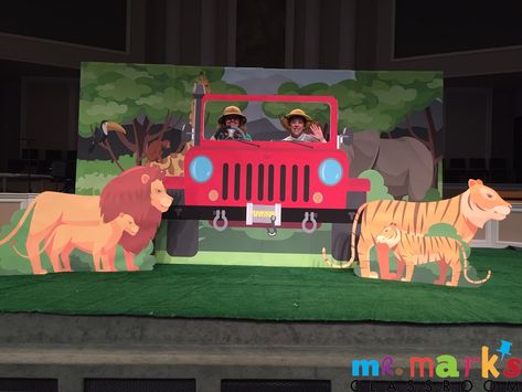 Safari Jeep with Large Cats  | Mr. Mark's Classroom Preschool Jungle, Safari Scene, Safari Jeep, Jungle Decorations, Largest Lion, Scene Setters, Vbs Themes, Safari Birthday Party, Africa Do Sul