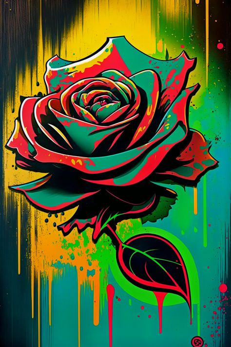 #graffitiart #urbanart #artthatpops #streetart #sprayart #beauty #floralart #roses #digitalart #digitalartist #generativeart Graffiti Art Flowers, Graffiti Artwork Cartoon, Graffiti Flowers Art, Graffiti Art Ideas, Art Ideas Painting Canvases, Modern Statement Wall, Rose Drawing Ideas, Rose Pop Art, Rose Graffiti