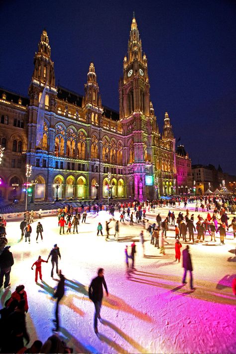 Budapest Ice Skating, Vienna Ice Skating, Vienna During Christmas, London Ice Skating, Vienna In Christmas, Vienna Winter Aesthetic, Vienna Austria Christmas, Vienna Aesthetic Winter, Vienna January