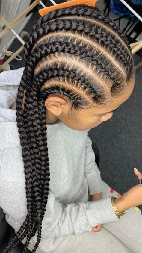 Cornrow Hairstyles Jumbo, Big Cornrolls For Black Women, 9 Cornrows Braids, Backway Cornrow Braids, 6cornrows Braids, 7 Cornrow Braids Straight Back, 8 Cornrows Braids Black Women, 4 Corn Row Braids, Jumbo Straight Back Cornrows