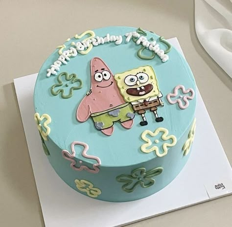 Spongebob Lunchbox Cake, Best Friends Birthday Cakes, Birthday Cake Spongebob, Spongebob Cake Ideas, Spongebob Birthday Cake, Patrick Spongebob, Cartoon Birthday Cake, Spongebob Cake, Spongebob Birthday Party