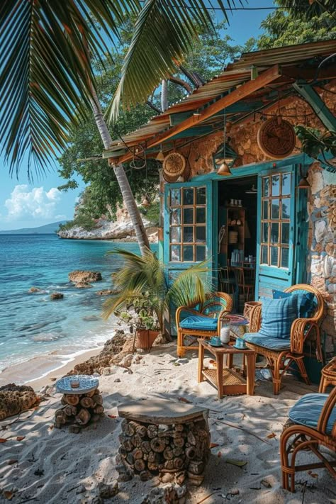 Beach House Cabin, Beachside Cabin, Beach Shack House, Beach Shack Exterior, Seaside Cabin, Small House Extensions, Shack House, Win Lotto, Tropical Hideaway