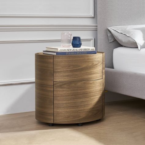 Best Nightstand With Storage: Castlery Mika Side Table Wooden Bed Side Table, Bed Side Table Design, Waterfront Condo, Chic Nightstand, Round Nightstand, Condo Renovation, Bedroom Nightstands, Oak Bedside Tables, Bed Side Table