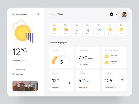 Weather App  application,art,cards,chart,creative,dashboard,data,graphics,icons,interaction,minimal,product design,typography,ui,weather,web design,website,widgets Weather App Website, Weather App Design Desktop, Weather Application Design, Weather Website Design, Weather Dashboard, Weather App Design, Weather App Ui, Weather Website, Chart Ui