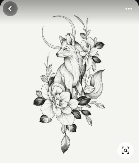 Thigh Piece Tattoos, Fox Tattoo Design, Girl Neck Tattoos, Tier Tattoo, Arm Band Tattoo, Fox Tattoo, Floral Tattoo Design, Elegant Tattoos, Flower Tattoo Designs