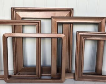 Copper Picture Frames, Wall Frame Collage, Wood Gallery Wall, Copper Photo Frame, Wedding Picture Frame, Baby Nursery Wall Decor, Frame Wall Collage, Copper Wall Art, Frame Collage