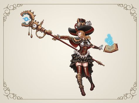 ArtStation - Steampunk Wizard, Lam Thach Cyberpunk Wizard, Steampunk Wizard, Time Aesthetic, Art Characters, Character Ideas, Character Creation, Cuckoo Clock, Character Concept, Super Powers