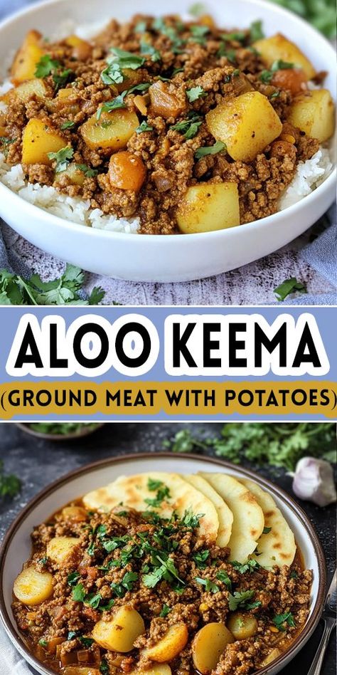 🥔 Aloo Keema is a deliciously spiced combination of ground meat (keema) and potatoes (aloo). This flavorful dish is perfect for busy weeknights and pairs beautifully with naan, rice, or roti. Quick, easy, and satisfying, it's a must-try for fans of Indian and Pakistani cuisine! 💡 Pin this recipe now and make Aloo Keema tonight! #AlooKeema #GroundMeatRecipes #EasyDinnerIdeas #IndianFood #ComfortFood 🍛🥘 Indian Keema Recipe, Keema Aloo Recipe, Keema Rice Recipe, Different Cuisines Of The World, Ground Beef Indian Recipes, Healthy Pakistani Recipes, Indian Meal Ideas, Mince And Potato Recipe, Indian Meat Recipes