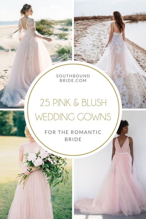 Effortlessly romantic and super flattering, blush and pink wedding gowns are the new classic. We've rounded up 25 of our favorite looks. Winter Wedding Dress Blush, Romantic Pink Wedding Dress, Pastel, Romantic Blush Wedding Dress, Blush Colored Wedding Dresses, Pale Pink Wedding Dress, Blush And Pink Wedding, Pastel Wedding Dress, Blush Color Wedding Dress