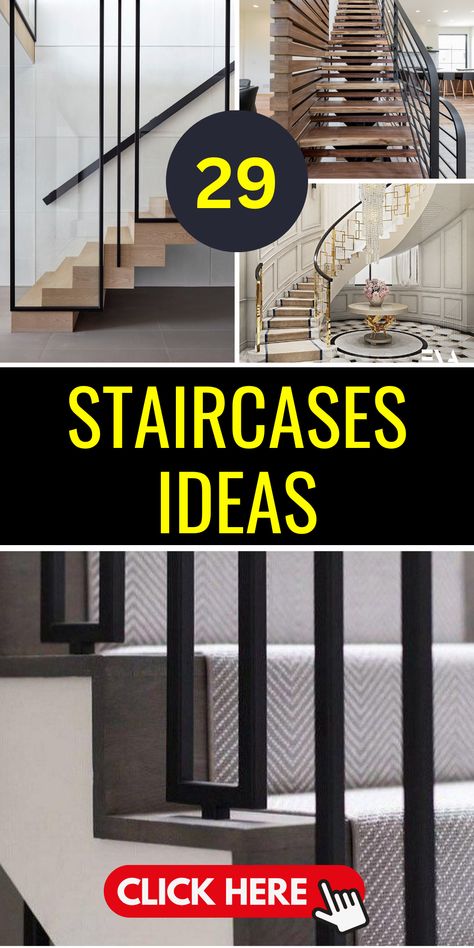 29 Unique Staircase Ideas to Elevate Your Home's Design Elegantly - placeideal.com Modern Staircase Spindles, Modern European Staircase, Central Staircase Ideas, Indoor Stair Railing Ideas Modern, Stairs Design Modern Small Spaces, Staircase Railing Design Modern, Unique Staircase Ideas, Narrow Staircase Ideas, Industrial Staircase Design