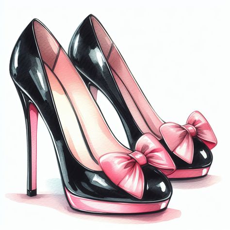 High Heels Drawing, Acrylic Heels, Heels Drawing, Drawing High Heels, Shoe Illustration, Princess Heels, Shoe Image, Pink High Heels, Womens Shoe