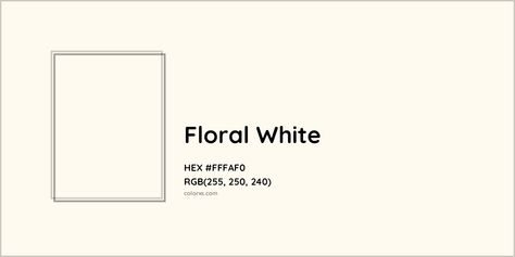 HEX #FFFAF0 Floral White Color - Color Code Off White Color Code, Off White Hex Code, White Hex Code, Rgb Code, Munsell Color System, Pantone Tcx, Analogous Color Scheme, Rgb Color Codes, Rgb Color Wheel