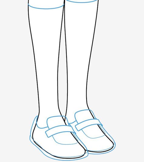 Anime Socks Drawing, Chibi Legs Drawing, Socks Drawing Sketches, School Shoes Drawing, Cartoon Shoes Drawing, Anime Shoes Drawing, Chibi Shoes, Socks Drawing, College Uniform