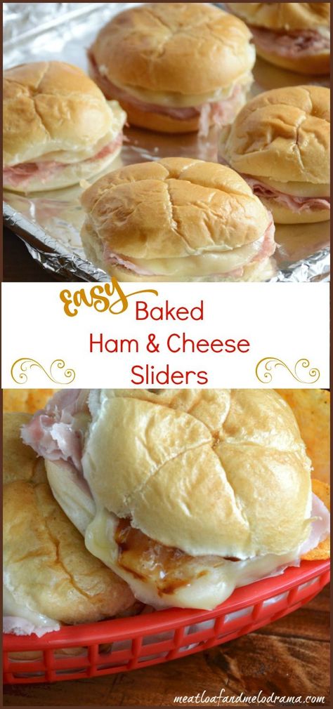 Easy baked ham and cheese sliders are made with deli ham and provolone cheese and topped with tangy barbecue sauce. They're perfect for a quick dinner or lunch or Super Bowl / game day snack! Barbecue Sliders, Easy Baked Ham, Baked Ham And Cheese Sliders, Lunch Quick, Super Bowl Game, Ham Cheese Sliders, Ham And Cheese Sliders, Snack Easy, Cheese Dinner