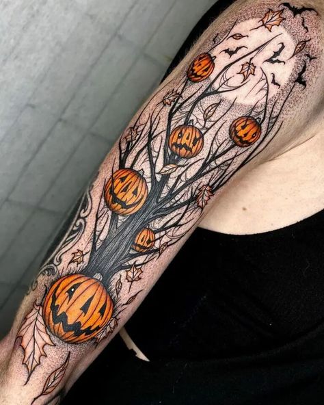 101 Best Pumpkin Tattoo Ideas You Have To See To Believe! - Outsons Pumpkin Tattoo Ideas, Tattoo Sleeve Themes, Cute Halloween Tattoos, Halloween Tattoos Sleeve, Lantern Tattoo, Pumpkin Tattoo, Autumn Tattoo, Theme Tattoo, Inspiration Tattoo