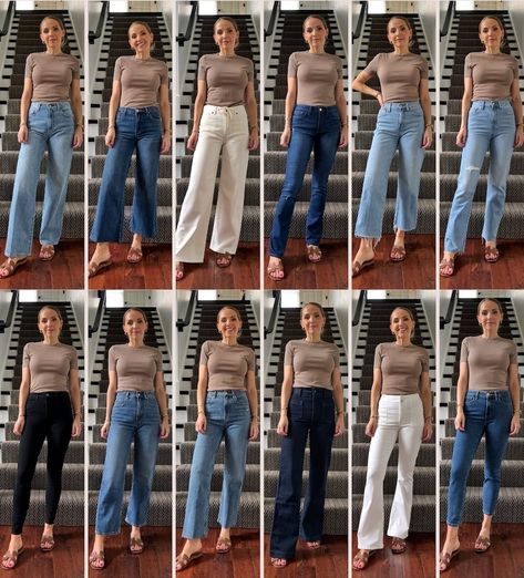 Your Guide to Jeans in 2024 - Merrick's Art Jeans Trend 2024, 2024 Jeans Trend, Jeans 2024 Trends Women, Cuffed Jeans Outfit, Jeans Style Guide, Cropped Jeans Outfit, Dressy Jeans, Jeans Outfit Fall, Jeans Outfit Women