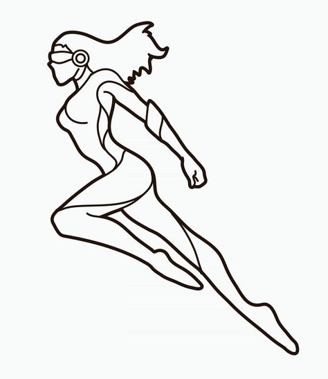 Outline Super Hero Woman Jumping Super Hero Drawing Ideas, Superhero Easy Drawing, Super Hero Sketches Easy, Super Hero Drawings Easy, Super Hero Drawings Sketches, Superhero Drawing Reference, Super Hero Template, Superhero Outline, Super Hero Drawing