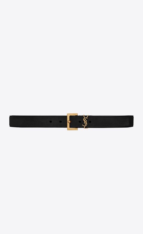 MONOGRAMME BELT WITH SQUARE BUCKLE IN SUEDE | Saint Laurent | YSL.com Black Belt, Order Now, Belts, Saint Laurent, Online Store, Buckle, Square, Black