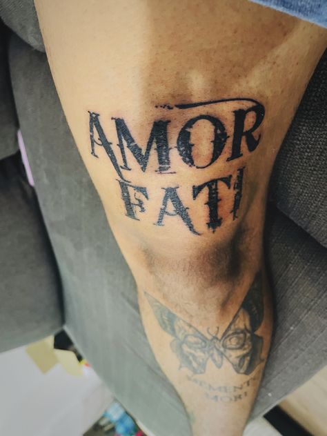 Tattoo on my leg, i own the copyrights Amor Fati Tattoo Men, Amour Fati Tattoo, Amor Fati Tattoo, Thigh Tattoo, Tattoos For Guys, Tattoos, Quick Saves