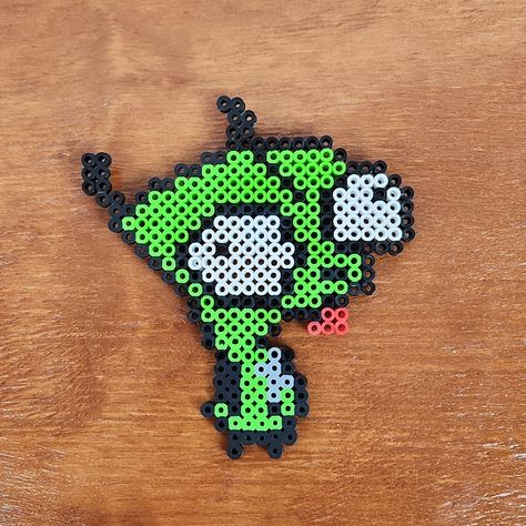 Gir Invader Zim Pixel Art Collectible Magnet Measures Approx. 5.5 X 5" Handmade Perler Art Designed Entirely Out Of Perler Beads This Is A Unique Handmade Item These Make Great Gifts, Collectibles, Wall Art Etc. Can Also Make One As A Keychain If You Want Just Message Me Check Out Our Other Items To Make Bundles If You Like Any Items I Will Send An Offer To You Including The Seller Discount Of 10% Off 2 Or More Items Ships Same Or Next Day! Thank You! Thank You! Pearl Beads Pattern Earrings, Green Day Perler Beads, Surfboard Perler Beads, Rudolph Perler Bead Patterns, Band Logo Perler Beads, Inappropriate Perler Beads, 29 By 29 Perler Beads, Frankenstein Pixel Art, French Bulldog Perler Beads